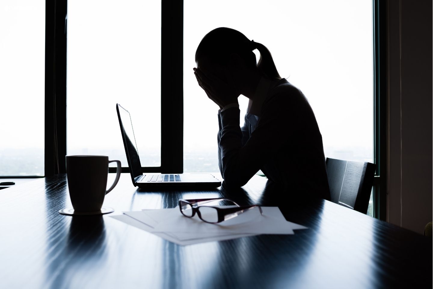 Woman stressed at work