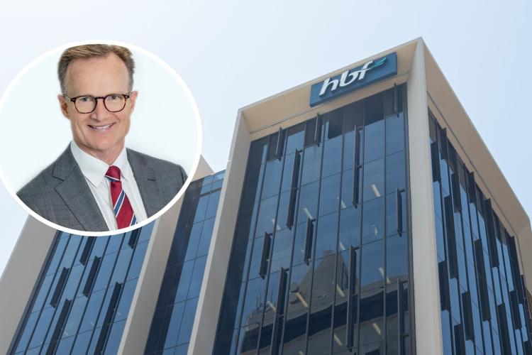 Inset: HBF chief executive Lachlan Henderson. Photo: HFB. Main pic: HBF head office. Photo: Jordan Murray.