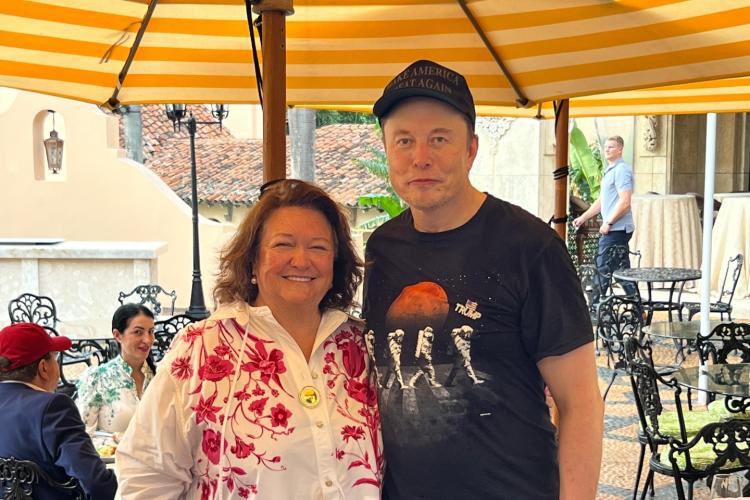 Gina Rinehart with Elon Musk. Photo: Supplied.