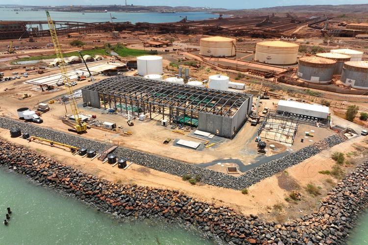 Progress at the desalination plant site in March. Photo: Rio Tinto