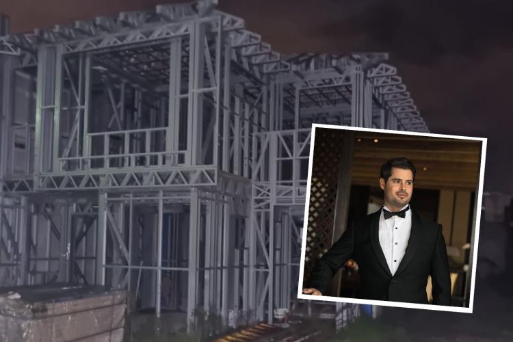 An under-development apartment complex and an image of Ricky Hirsch. Photos: FTD Construction