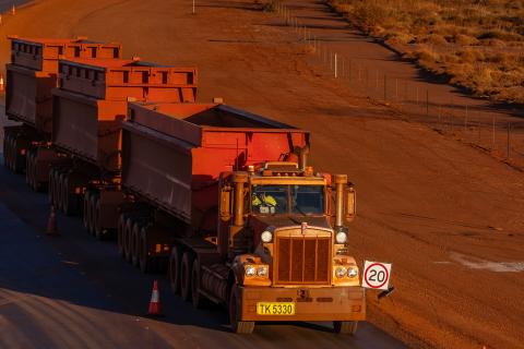 A iron ore haulage road train.