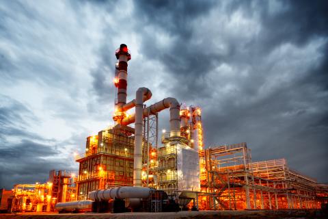Oil and gas processing plant stock image.