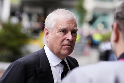 Then-Prince Andrew arrives for the funeral of the Duchess of Kent at Westminster Cathedral in London, Tuesday, Sept. 16, 2025. (Jordan Pettitt/Pool Photo via AP, file)