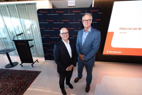 Dave Coggin and Martin Jurat at Perdaman's office. Photo: Tom Zaunmayr