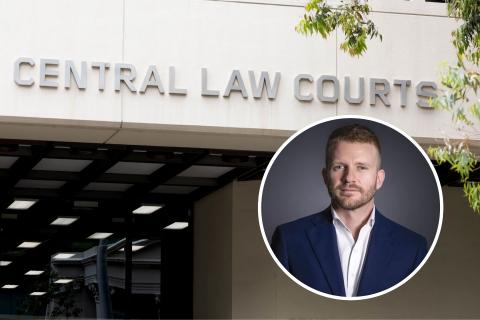 The man accused of assaulting Tim Picton (inset) appeared in the Perth Magistrates Court.