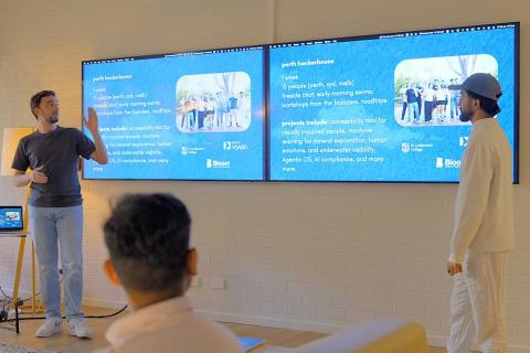 Spiro El Khoury (left) and Akshat Agarwal during a session at last month’s hacker house. Photo: Rohan Hammond