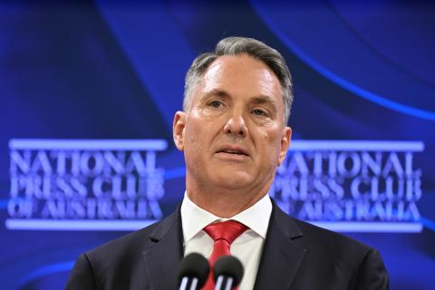 Richard Marles has been quick to celebrate the record defence spend. Photo: (AAP Image/Lukas Coch).