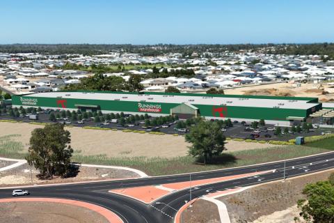 A render of the proposed Bunnings development in Dalyellup. Image: Hindley & Associates via WAPC documents