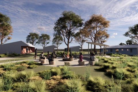 Designs for the Nyiyaparli Health and Wellbeing Centre. Picture: KNAC