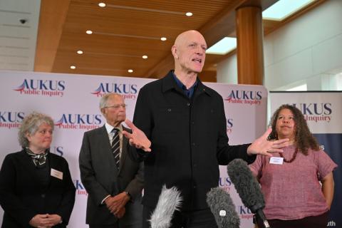 Musician and former Labor Minister Peter Garrett at a press conference at Parliament House in Canberra, Tuesday, June 2, 2026. (AAP Image/Mick Tsikas) 