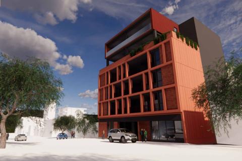 A render of the project on Wickham Street, East Perth. Image: Matthews & Scavali