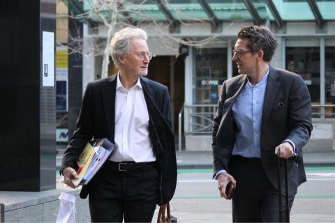 Lawyers for Fairfax and former WAtoday journalists, Martin Goldblatt (left) and Matthew Lewis arriving to Supreme Court of WA.