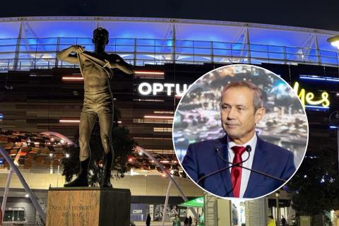 Roger Cook (inset) said the Nicky Winmar statue should be removed. 