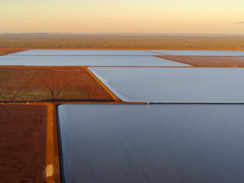 Salt evaporation ponds at the Mardie project. Photo: Supplied