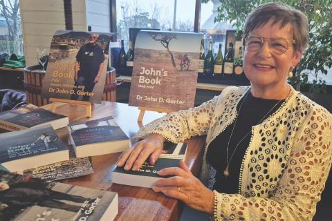 Eva Skira at the launch of her husband John Gorter’s memoirs. Photo: Mark Pownall