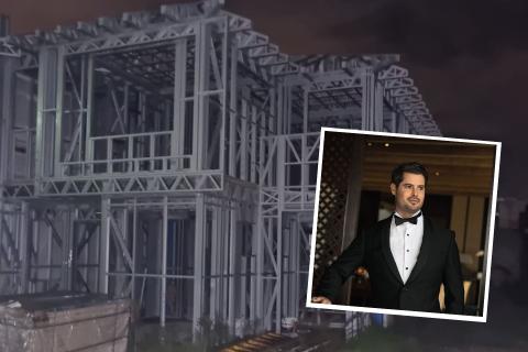 An under-development apartment complex and an image of Ricky Hirsch. Photos: FTD Construction
