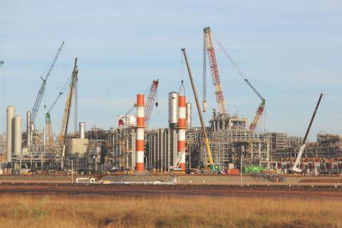 The Project Ceres urea plant taking shape on the Burrup. Photo: Tom Zaunmayr