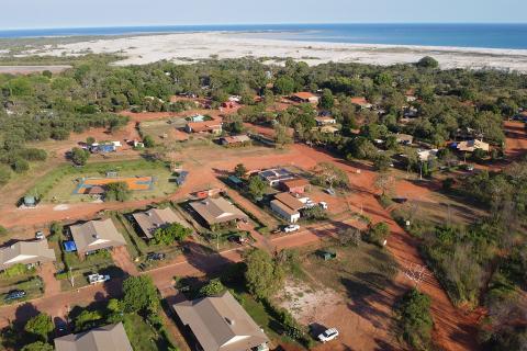 An aerial shot of the Djardinjin community on the Kimberley's Dampier Peninsula. Photo: Djardinjin.