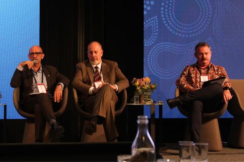 L-R: Ben Giles, Geoff Perich and David Orr at the AIBC 2026 conference's mining panel.
