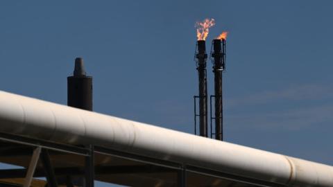 A flare stack at the Shell refinery in Geelong