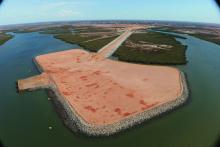Lumdsen Point construction in Port Hedland. Photo: Pilbara Ports.