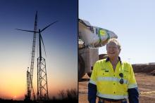 A Nabrawind wind turbine. Right: Fortescue's Andrew Forrest