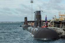 A submarine docked at Garden Island. Photo: Tom Zaunmayr.