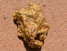Gold nugget discovered by local prospectors at one of Moho’s priority targets. Photo: Moho Resources.