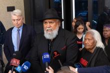 Michael Woodley addresses the media after the compensation verdict. Photo: Michael O'Brien