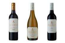L-R: Moss Wood's Cabernet Sauvignon 2023, Ribbon Vale Chardonnay 2025, Ribbon Vale Merlot 2023.