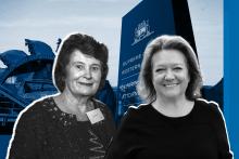 Lang Hancock's descendant Gina Rinehart (right) and Peter Wright's descendant including Angela Bennett (left) are among those in a major court dispute.